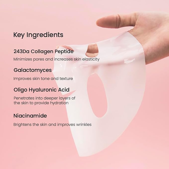 BIODANCE Collagen Glass Skin Duo: Collagen Real Deep Mask & Pore Perfecting Peptide Cream Bundle for Plumping Hydration, Firming, Korean Skincare Set, Daily Routine Kit, Pink Duo