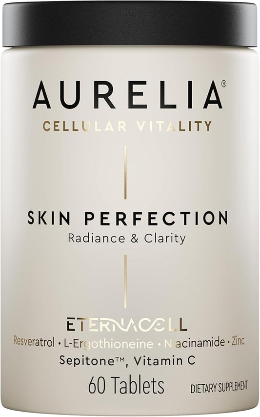 AURELIA Skin Perfection | Advanced Cellular Anti-Aging Supplement | Enhance Skin Clarity, & Tone | with Zinc, Resveratrol, Niacinamide, Ergothioneine, & Vitamin C