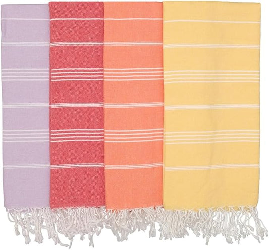 Oversized Turkish Beach Towel 38’’x71’’ - Set of 4 | 100% Turkish Cotton Lightweight Sand Free Quick Dry Pool Towels | Extra Large Bath Towels for Adults Beach Blanket Essentials