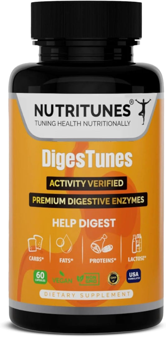 All-in-One Multi Enzyme Digestive Enzymes Supplement – Easily Breaks Down Carbs, Fats, Proteins & Dairy – Supports Healthy Digestion, Bloating Relief & Gut Comfort – Vegan, 60-Day Supply