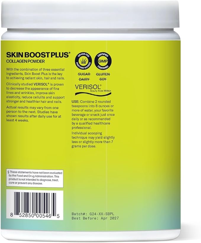 VERISOL Bioactive Hydrolyzed Collagen Peptides | Collagen Powder with Vitamin C & Hyaluronic Acid for Hair, Skin, and Nail Health | Skin Boost Plus (Mixed Berry) [50-Serves]
