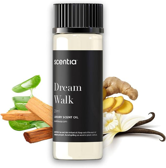 Hotel Diffuser Oil Inspired by The Hotel Scent - 20 ml 0.67 fl oz - Essential Oil Blend White Tea, Cedarwood & Amber Notes for Aromatherapy Diffusers and Humidifiers - Dream Walk