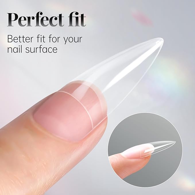 krofaue 3 Styles False Nail Tips Kit,340PCS Clear Coffin French Stiletto Nail Tips Half Cover Acrylic Artificial Press on Nails for Nail Extension Soft Gel Tips Art DIY