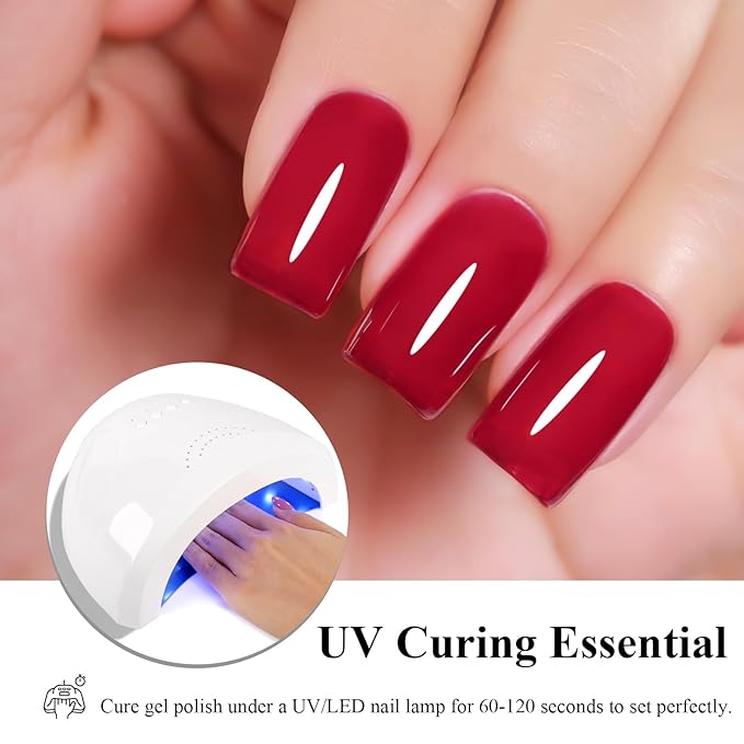 10ml Hema Free Gel Nail Polish Set, 6 Colors Transparent Jelly Gel Polish Kit Summer Sheer Colorful Pink Red Cyan Coral Color Gift for Art DIY and Salon