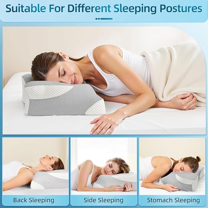 Cervical Neck Pillow for Sleeping - Memory Foam Pillows for Neck and Shoulder Pain, Cooling Side Sleeper Pillow with Ergonomic Contour & Orthopedic Support, for Side Back Stomach Sleepers