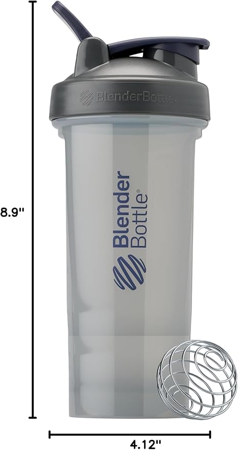 BlenderBottle Shaker Bottle Pro Series Perfect for Protein Shakes and Pre Workout, 28-Ounce, Full-Color Grey