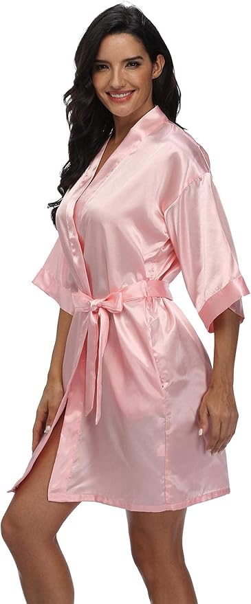 Women's Pure Short Silky Robes Bridesmaid Bride Party Satin Robes Sleepwear