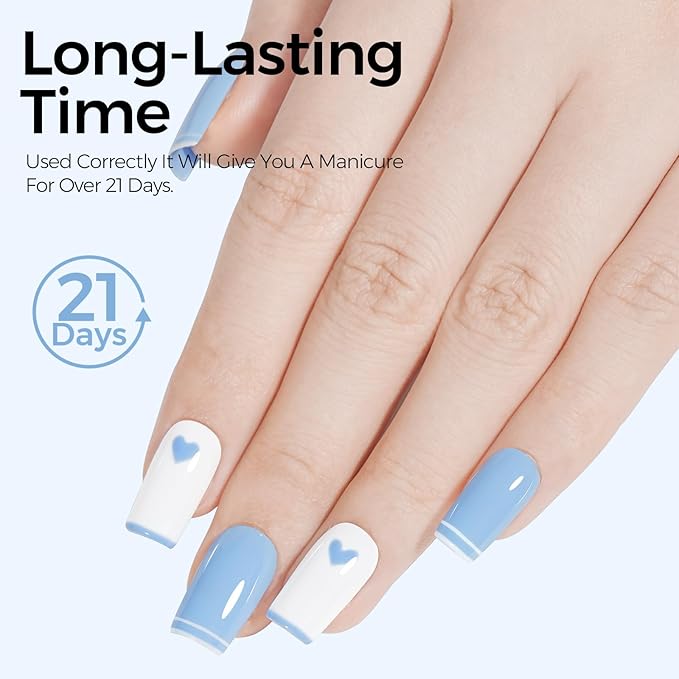 TOMICCA Blue Gel Polish - Sky Blue Macarons Nail Polish, Fast Dry, Soft Candy Pastel Nail Art, French Manicure Salon DIY