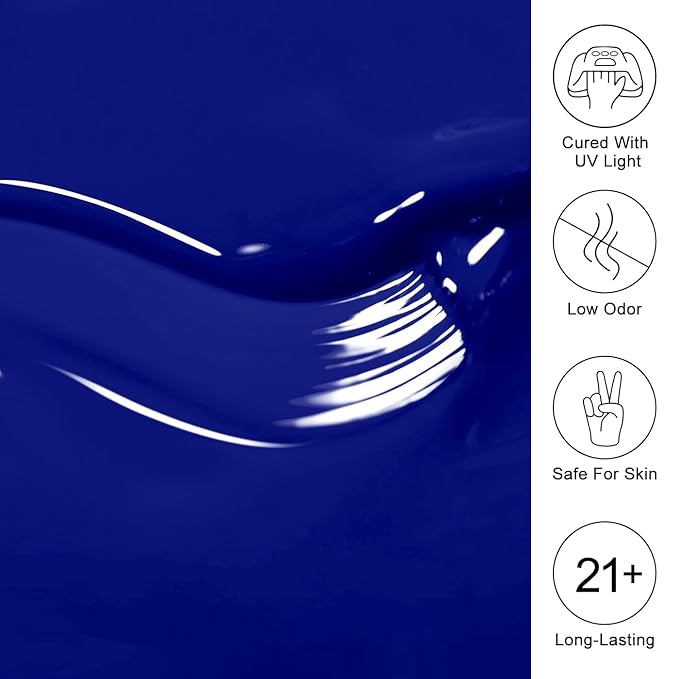 Imtiti 10ML Deep BlueGel Nail Polish Soak Off LED U V Dark Blue Nail Gel Polish DIY Nail Art Starter Manicure Salon Gel Nail Kit for Women Girls 1PCS