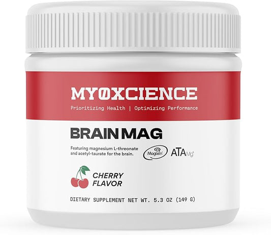 Brain Mag Magtein Magnesium L-threonate | Supports Brain Health w/Magnesium Glycinate 60 Servings (Cherry)