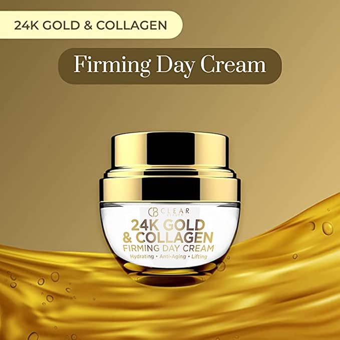 Clear Beauty 24K Gold & Collagen Daily Face Moisturizer - Dermatologist Tested, Reduces Fine Lines, Anti-Aging, Clean Beauty, Cruelty-Free Korean Skincare, All Skin Types - 1.69 oz