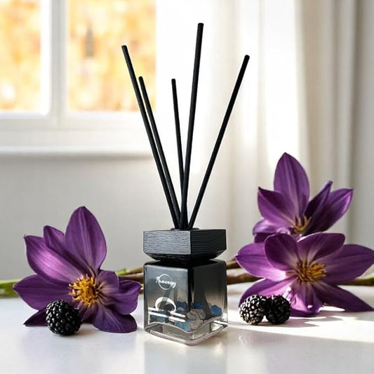 Innergy Libra Zodiac Crystal-Infused Reed Diffuser – 100ml Aromatherapy Essential Oil Diffuser for Home – Long-Lasting Scent, Natural Crystal Energy for Relaxation & Balance