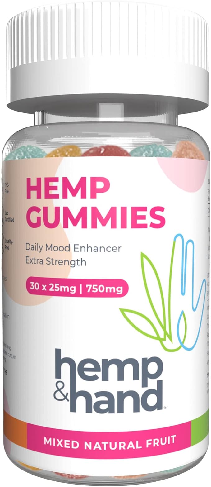 Hemp Gummies 750mg - Chill, Inflammation, Natural Pain, Restful Sleep (25mg Gummy) - by Hemp and Hand