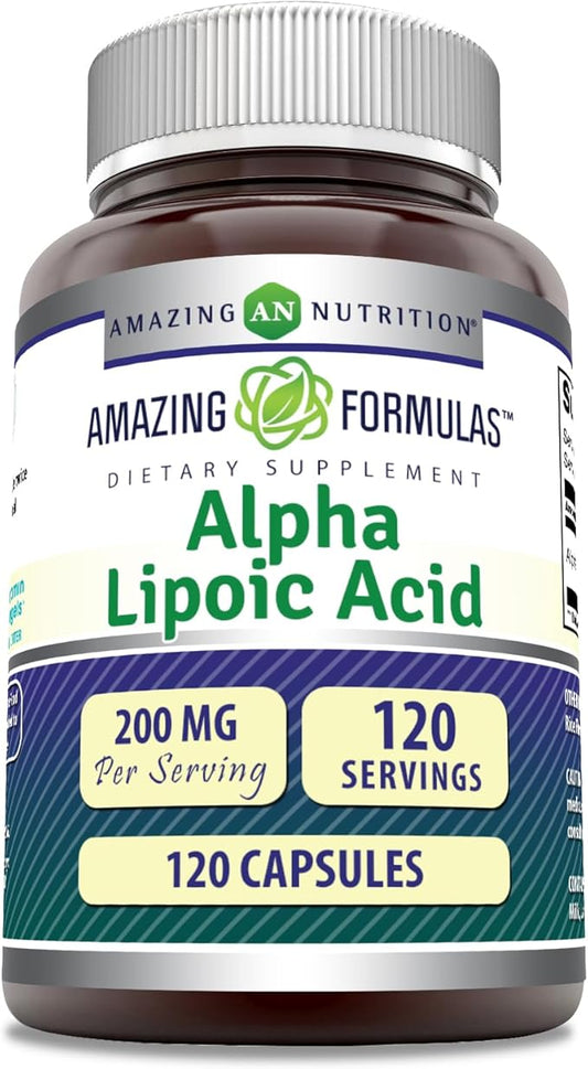 Amazing Formulas Alpha Lipoic Acid | 200 Mg Amino Acid Supplement | Capsules | Non-GMO | Gluten-Free | Made in USA (1 Pack | 120 Count)