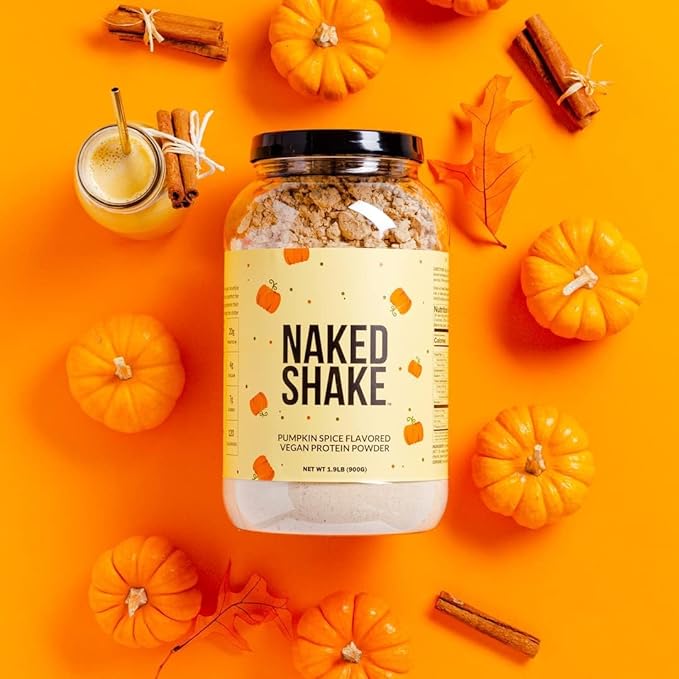 Naked Shake - Pumpkin Spice Protein Shake - Flavored Plant Based Protein with MCT Oil - Gluten-Free, Soy-Free, No GMO Or Artificial Sweeteners - 30 Servings
