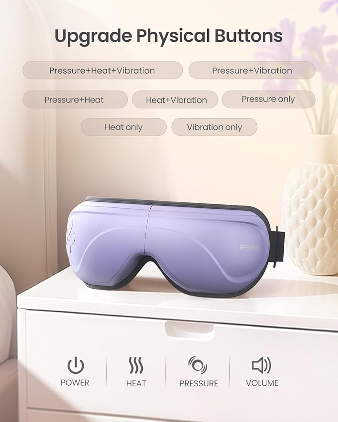 RENPHO Eyeris 2 Eye Massager with Heat and Cooling, Birthday Gifts for Mom Dad Women Men Heated Eye Mask for Reduce Strain Improve Sleep