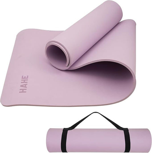 HAHE Yoga Mat Thick (8MM,1/3"), Eco-Friendly POE Non Slip Yoga Mat, High Rebound & Shock Absorption, Anti-Tear & Sweat-Resistant for Yoga, Fitness, Home, Workouts, Large Pilates Mats 72"x24" with Carrying Strap