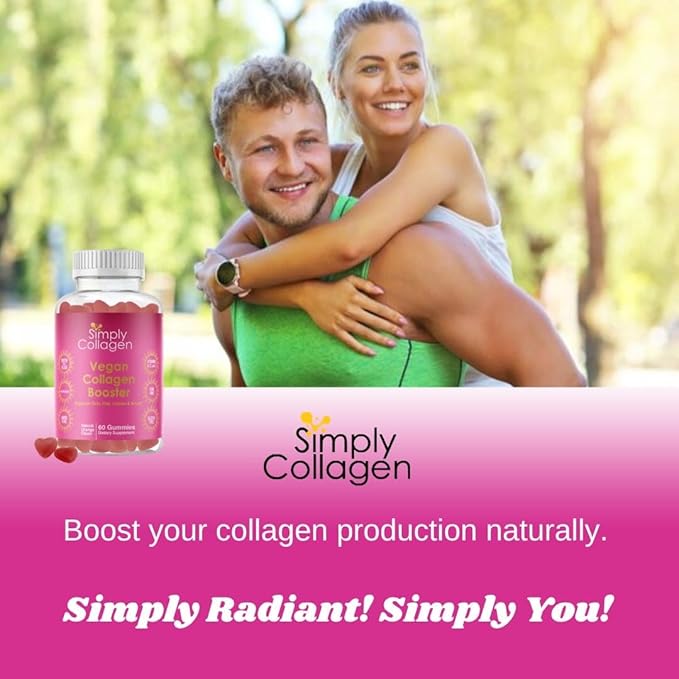 Simply Collagen® Vegan Collagen Booster Gummies for Women & Men - Promotes Youthful & Beautiful Skin, Hair, Nails & Lashes - Key Amino Acids & Antioxidants with Biotin, Vitamins A,C, & E