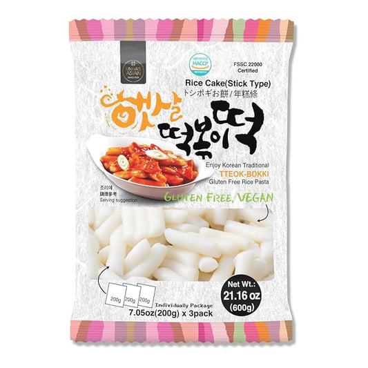 Korean Rice Cake Tteokbokki Stick – 1 Pack (3 Individual Package X 1 Pack) Vegan, Non-GMO, Gluten Free, Tteok Rice Cakes Food Pasta 21.16 oz Per Pack