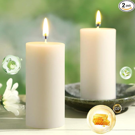 Beeswax Pillar Candles,86 Hours Long Burning Pure Off-White Beeswax Candles,Unscented Bees Wax Candles for Home,Prayer,Dripless Smokeless Organic 100% Beeswax Candles Bulk 2x4in-2pack