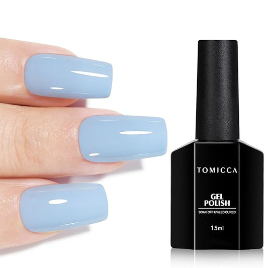 TOMICCA Blue Gel Nail Polish - Pastel Baby Blue, UV Gel Polish Spring Summer Pastel Colors, Long Lasting Cotton Candy