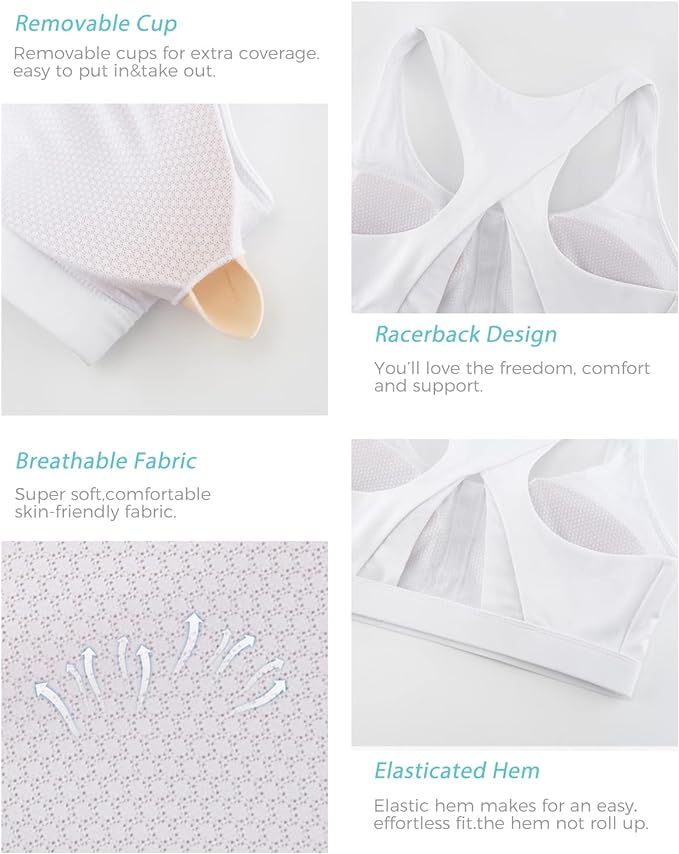 RUNNING GIRL High Impact Sports Bras for Women,Racerback Running Bra Workout Crop Tank Tops Longline Sports Bra Push up