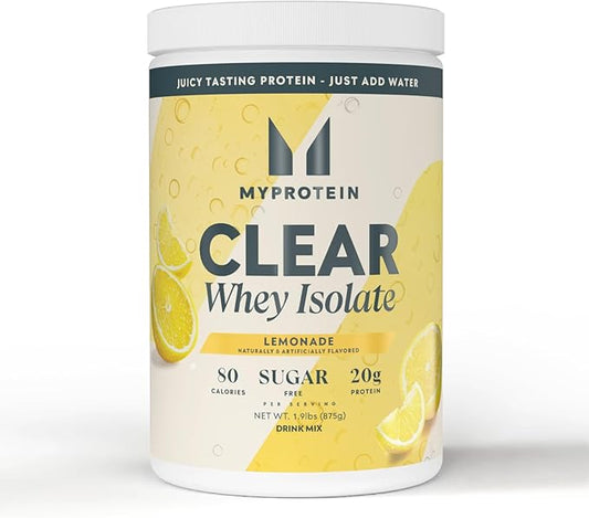 Myprotein Clear Whey Isolate Protein Powder, 1.9 Lb Lemonade, 20g Protein per Serving, Naturally Flavored Drink Mix, Daily Protein Intake for Superior Performance
