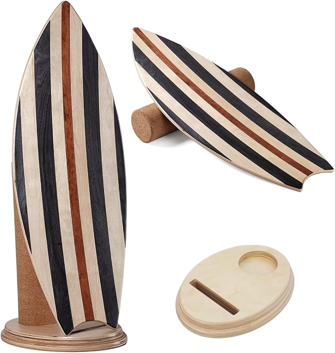 Balance Board Indoor Surfboard Surf Style Home Fitness with Wheel for Exercise, Athletic Training and Board Sports - Fun Workout Equipment For Balance, Stability and Improving Core Strength