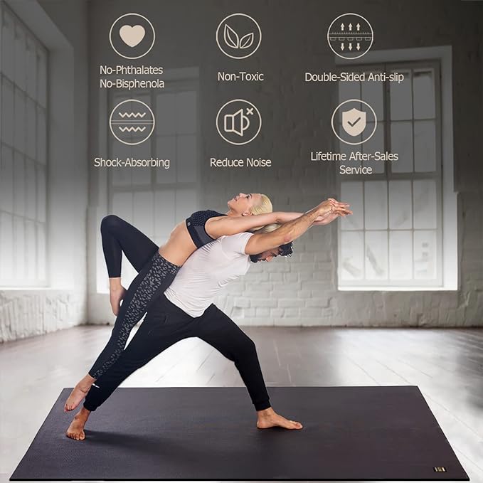 GXMMAT Large Yoga Mat 6'x4'/6'x6'/7'x5'(7mm/9mm), Extra Thick Workout Mats for Home Gym Flooring,Ultra Comfortable Non-Slip Quick Resilient Barefoot Wide Exercise Mat for Pilates,Stretching,Meditation
