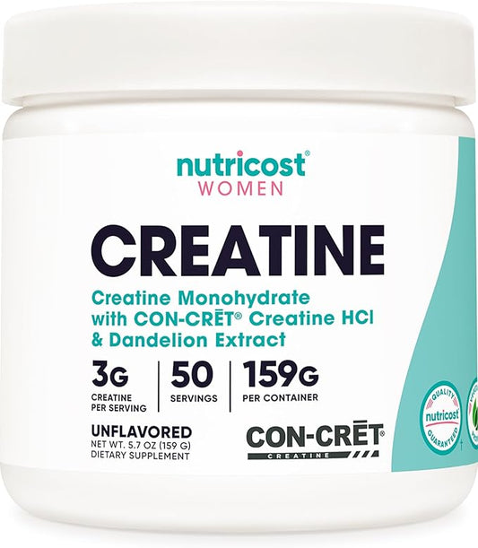 Nutricost Creatine Monohydrate Powder for Women, Micronized, Unflavored, 50 Servings - Vegetarian, Non-GMO, Gluten Free