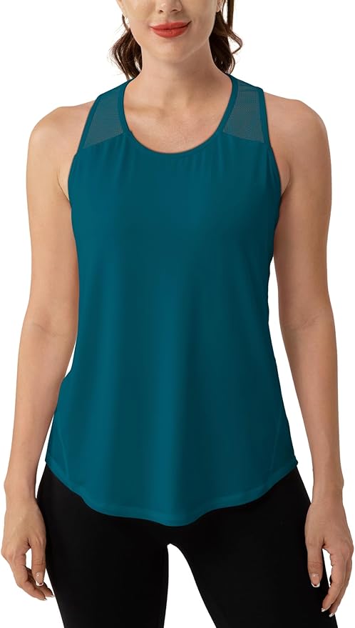Aeuui Womens Workout Tops Sleeveless Racerback Tank Tops Mesh Yoga Athletic Running Shirts Gym Clothes for Women