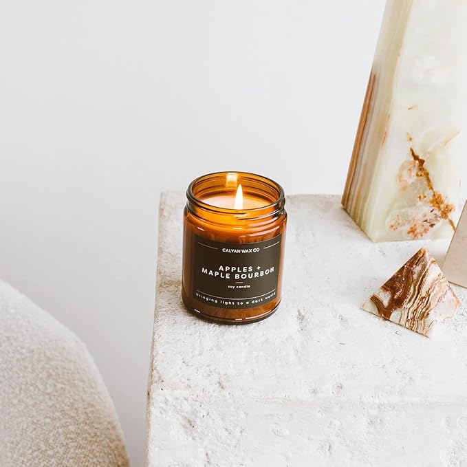 Calyan Wax Co. Palo Santo & Cypress Scented Candle - 57 Hour Burn - Luxury Non Toxic Soy Wax Candles - Long Lasting Amber Glass Jar Candle for Home - 7.2oz