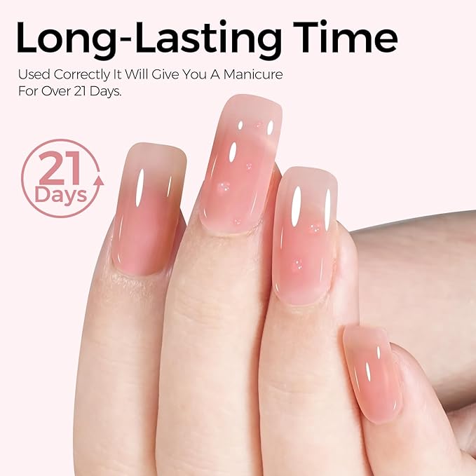 TOMICCA Gel Nail Polish - Jelly Light Pink, Quick Dry, Soak Off U V Jelly Nail Art Neutral Manicure