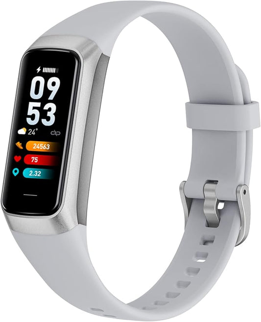 Fitness Tracker Activity Tracker 1.10''AMOLED Touch Color Screen,Smart Watch with 24/7 Blood Oxygen Heart Rate,Sleep Monitor,IP68 Waterproof,Step Counter Health for Women Men (Gray)