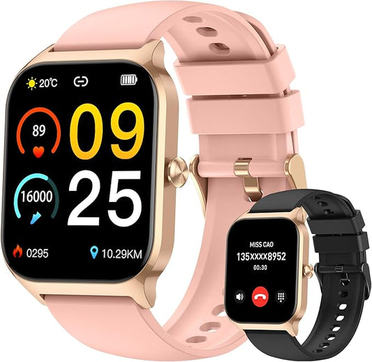 Smart Watch for Women Fitness Tracker: Bluetooth Waterproof Make Answer Call Digital Mens Watches Run Smartwatch Android Phone iPhone Samsung Compatible Pedometer Sleep Heart Rate Monitor