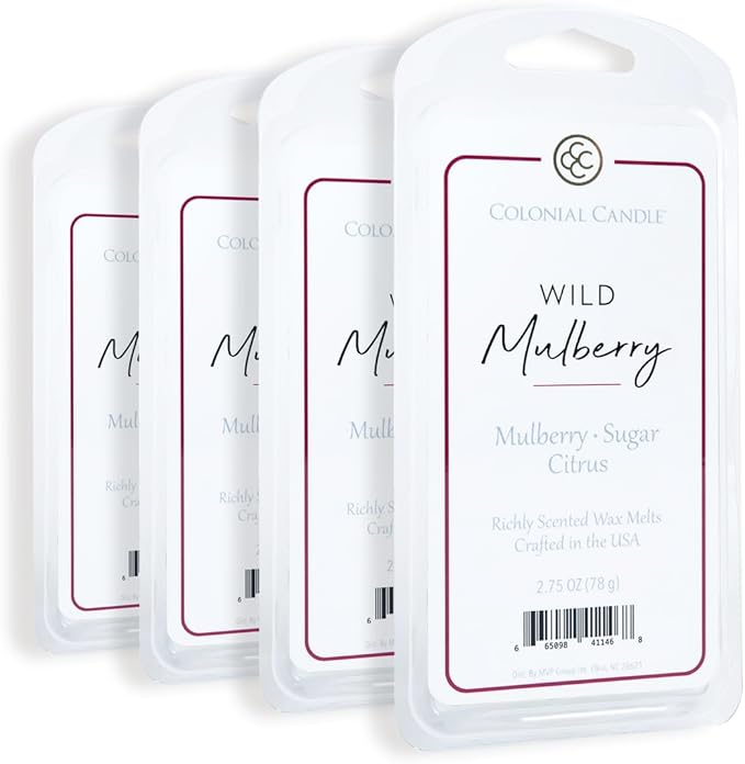 Colonial Candle Wild Mulberry Wax Melts, Wax Melt Warmer Cubes, Long Lasting Scented Wax Warmer Cubes, 4 Pack, 6 Cubes Each - Made in The USA