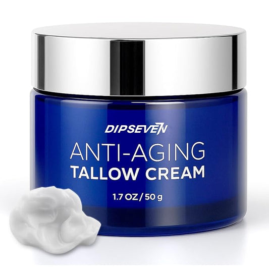6 in 1 Face Cream with Beef Tallow: 6 in 1 Mens Face Moisturizer, Mens Face Tallow Cream Anti Aging - Eye Bags Treatment & Wrinkle Cream for Men 1.7 oz