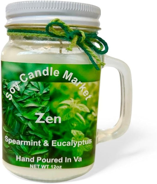 Soy Scented Candles | Handmade & Highly Aromatic Candles Burns Upto 85 Hours in Glass Jar - Perfect for Home Decor, Wedding, Birthday, Dinner (Zen, 12 oz)