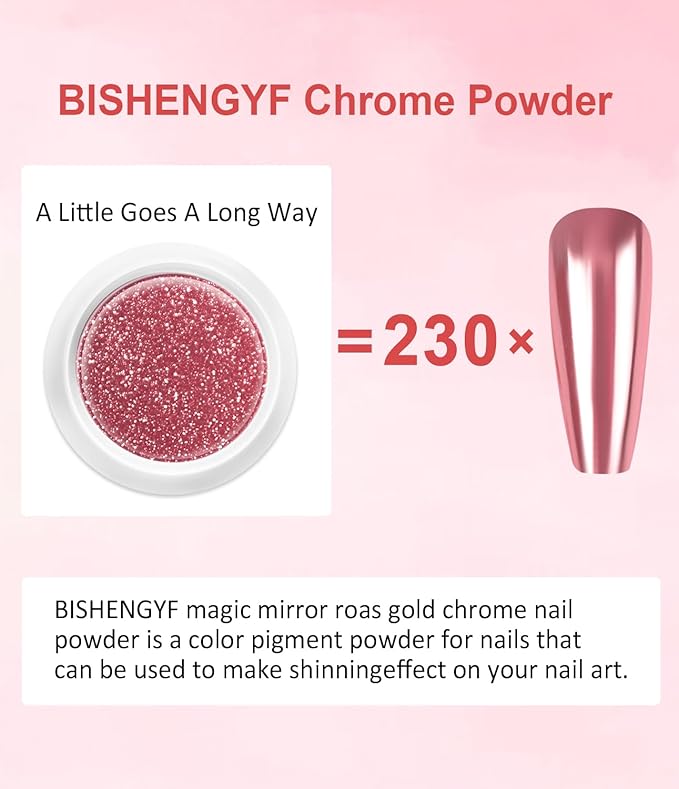 Gold Chrome Nail Powder BISHENGYF -【Magic Mirror Effect】 Pearl Chrome Nail Powder Aurora Mermaid Iridescent White Roas Gold Nail Chrome Powder Pigment Glitter Dust for Manicure Decroation DIY