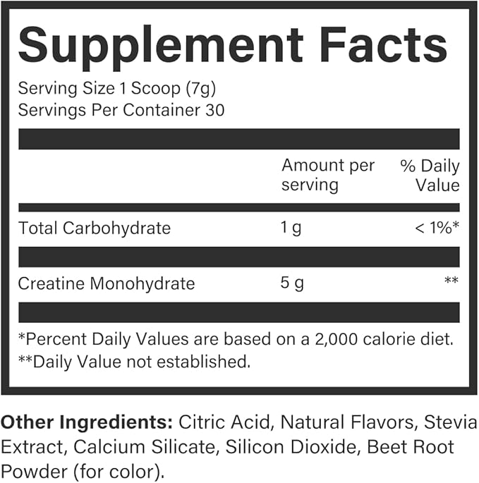 Beam Creatine Powder, Third Party Tested, Micronized Creatine Monohydrate Supplement, Creatine for Women and Men, Muscle Strength, Workout Recovery, Lean Muscle, 30 Servings, Raspberry Lemon Flavor