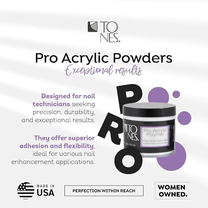 Tones Ultra Acrylic Powder | Perfect Pink | 8.5 Oz | Durable Retention | Silky Consistency | Crystal Clarity & Effortless Nail Sculpting Formula