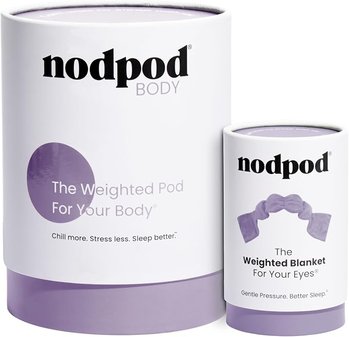 Nodpod Weighted Blanket & Sleep Mask Bundle – Ultra-Soft Body Blanket with Glass Beads + Light-Blocking Eye Mask – Relaxation, Comfort, Travel & Better Sleep - Wisteria