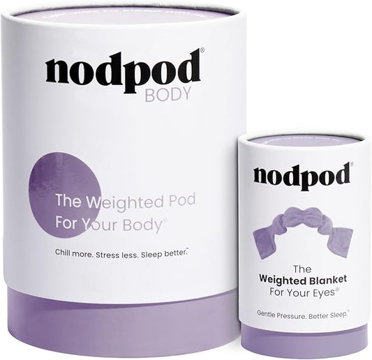 Nodpod Weighted Blanket & Sleep Mask Bundle – Ultra-Soft Body Blanket with Glass Beads + Light-Blocking Eye Mask – Relaxation, Comfort, Travel & Better Sleep - Wisteria