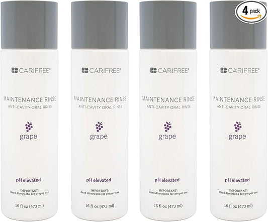 CariFree Maintenance Rinse, Grape Flavor, Anti-Cavity Fluoride Mouthwash, Dentist Recommended, Prevents Oral Decay, Freshens Breath, Alcohol-Free, Neutralizes pH (16 Fl Oz (Pack of 4)