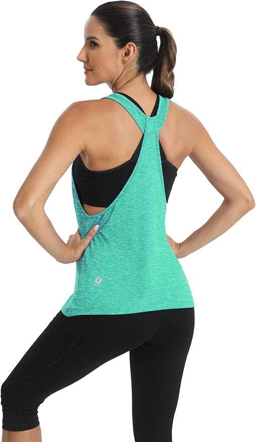 ICTIVE Workout Tops for Women Sleeveless Open Back Muscle Racerback Exercise Tank Shirts