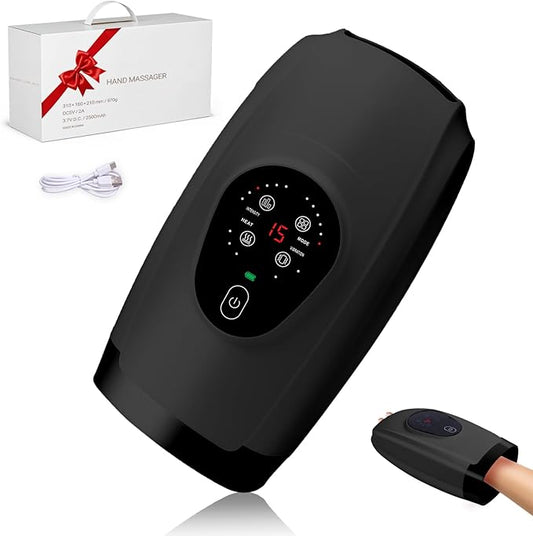 Hand Massager with Heat and Compression – 6 Intensities, 6 Massage Modes, 3 Heat Levels, 2 Vibration Modes, Hand & Wrist Pain Relief for Arthritis & Carpal Tunnel, Relaxing Gift for Women & Men