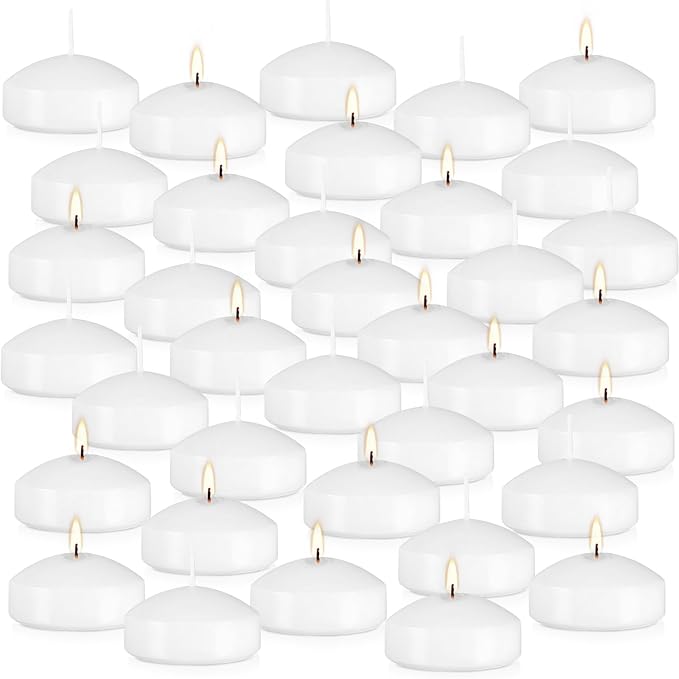 36 Floating Candles, Smoke-Free and odorless, Burning continuously for 8-10 Hours, White, 3-inch Floating Candles, Suitable for Valentine's Day, Weddings, Holidays, Home Decoration