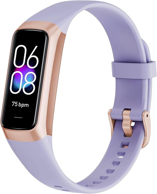 Fitness Tracker Activity Tracker 1.10''AMOLED Touch Color Screen,Smart Watch with 24/7 Blood Oxygen Heart Rate,Sleep Monitor,IP68 Waterproof,Step Counter Health for Women Men (Purple)