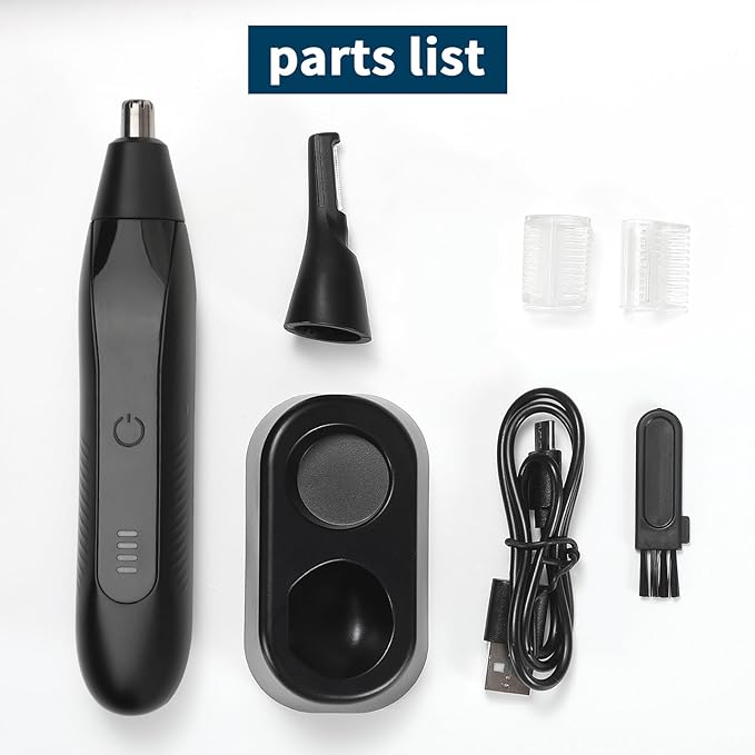 Ear and Nose Hair Trimmer for Men, 2025 Professional Painless USB Rechargeable Eyebrow & Facial Electric Hair Trimmer for Men Women, Powerful Motor, Dual Edge Blades, IPX7 Waterproof Easy Clean