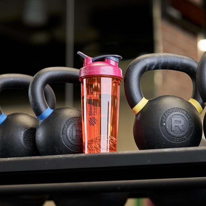 BlenderBottle Shaker Bottle Pro Series Perfect for Protein Shakes and Pre Workout, 28-Ounce, Full-Color Coral